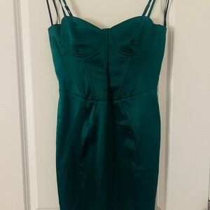 Forever 21 Green Satin Strapless Dress